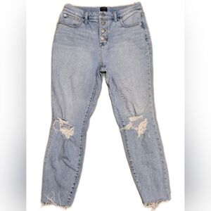 J. Crew Light Blue Distressed Ankle Cropped Jeans